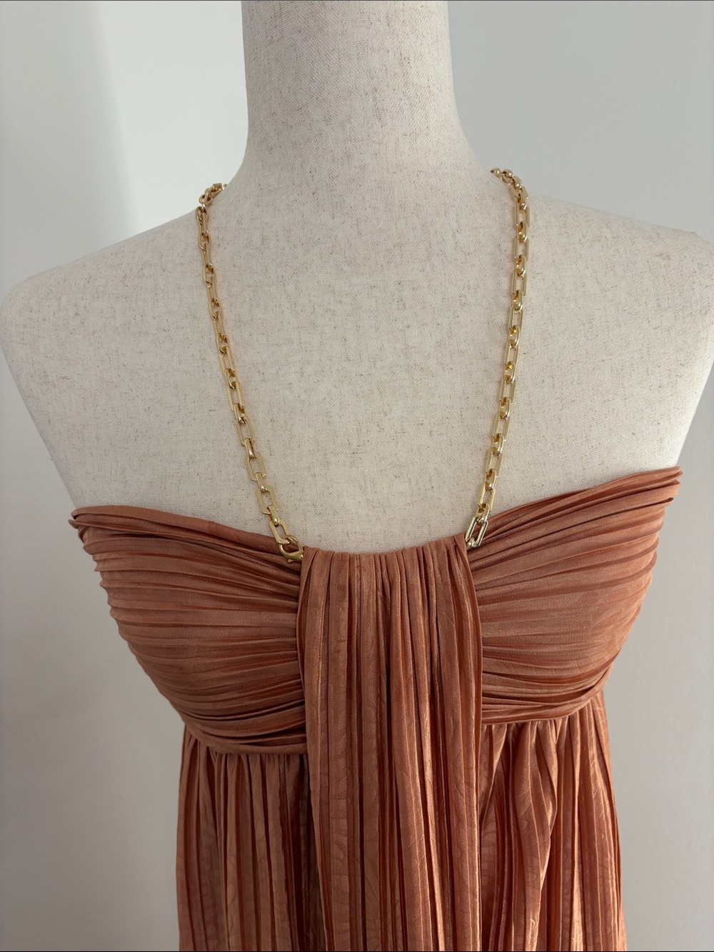 Sabina Musayev Strapless Pleated Maxi Dress in Copper - Picture 2 of 6